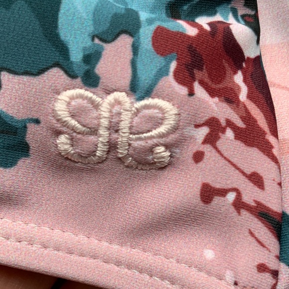 Albion Pink and Teal Floral and Striped Swim Suit, size M. - Picture 2 of 10